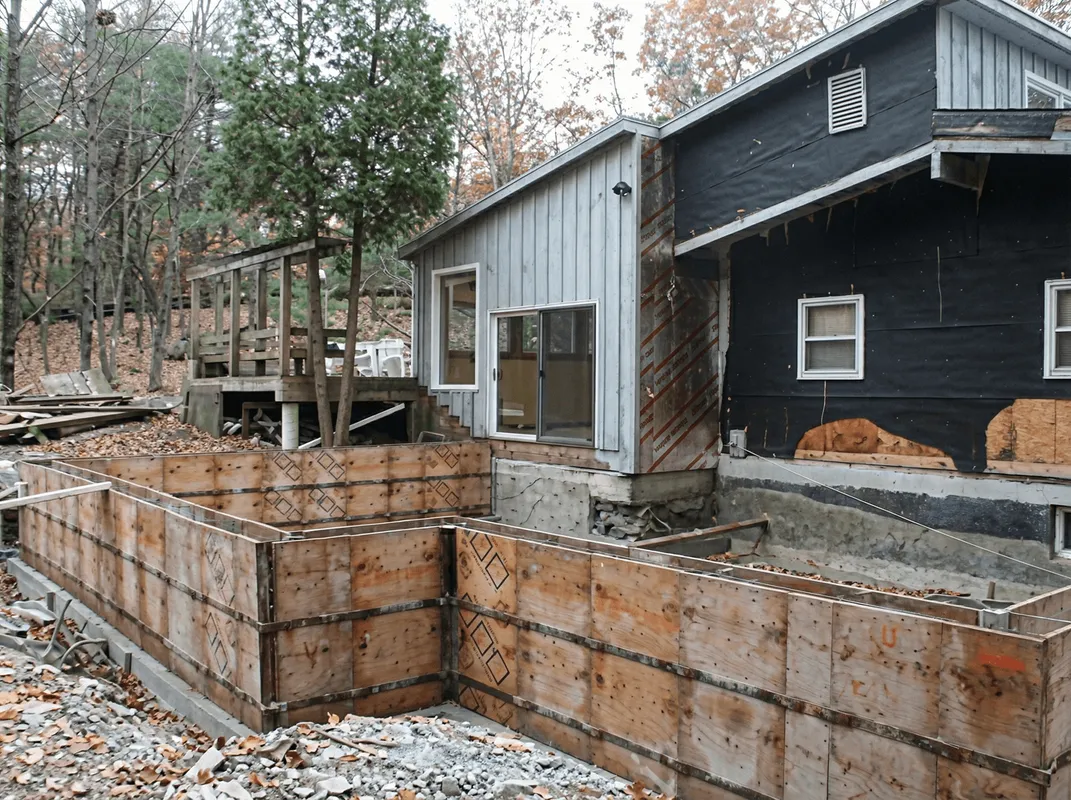 Prepared site with foundation forms for home remodeling and addition project in Toledo, OH